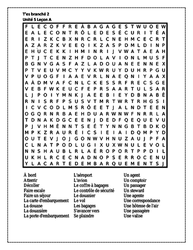 T Es Branche 2 Unite 5 Lecon A Wordsearch Teaching Resources