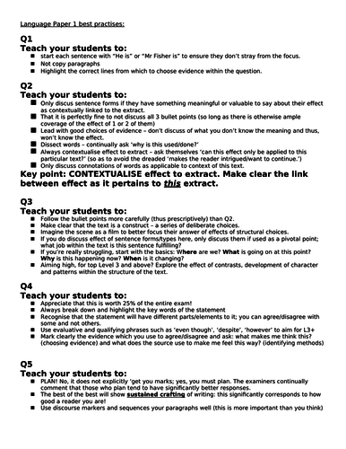 Best practices for AQA Language exam