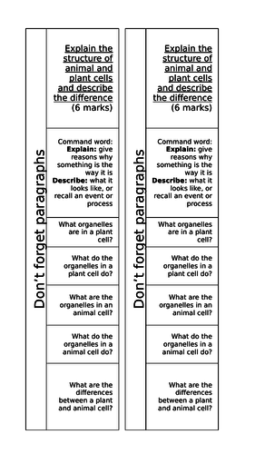 GCSE Biology Cells: Structure Strip