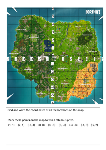 Fortnite Map Latitude Longitude Fortnite Map Co Ordinates Teaching Resources