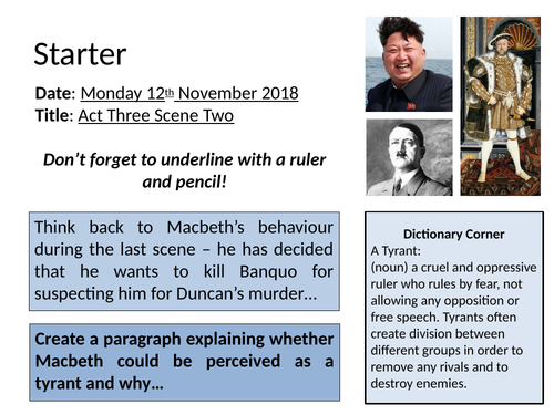 Macbeth Act 3 - Low Ability resources