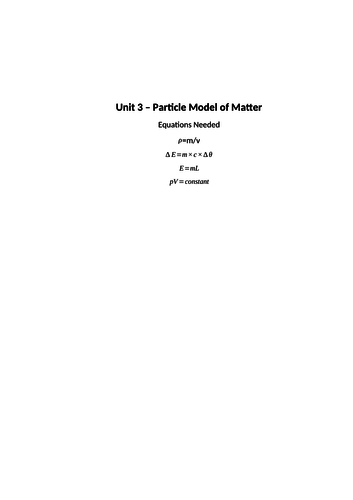 AQA Unit 3 - Particle Model of Matter