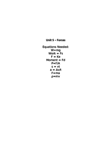 AQA Unit 5 - Forces Revision