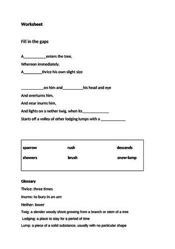 Worksheet-Snow In the suburbs