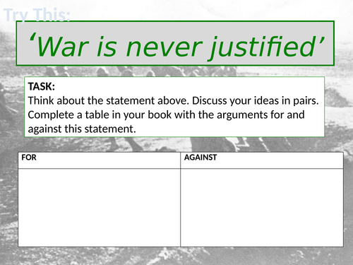 KS3 War and Conflict Complete Scheme of Work/ Learning- Poetry, Prose, S&L, Descriptive writing.