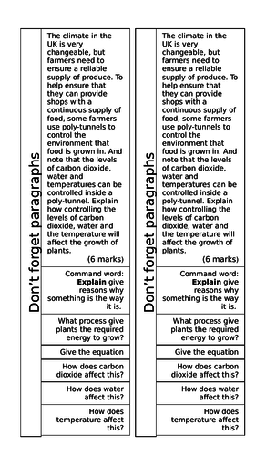 GCSE Biology Plant Growth - Structure Strip