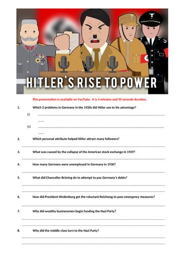 Hitler S Rise To Power Teaching Resources