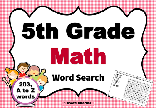 5th grade math word search worksheets teaching resources