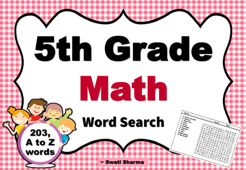 5th Grade Math, Word Search Worksheets