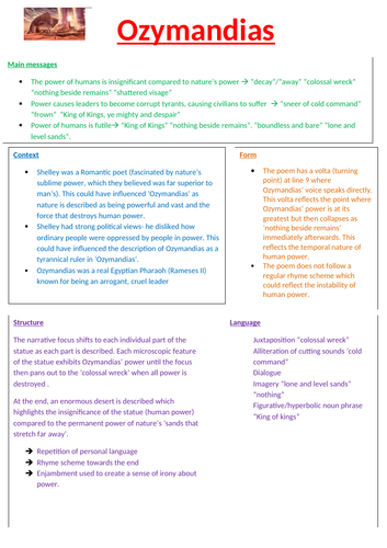 Power and Conflict Poetry Revision Guide