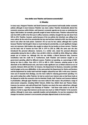 Edexcel Politics - Model Paragraph on similarities between Cameron and Thatcher