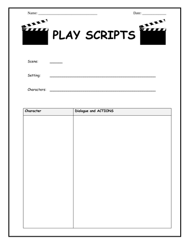 Play script writing template by Lresources4teachers Teaching