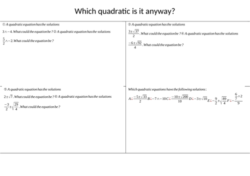 Which Quadratic Is It Anyway?