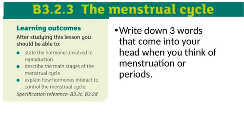 B3 Menstrual cycle, fertility, contraception resources for OCR gateway science (9-1)