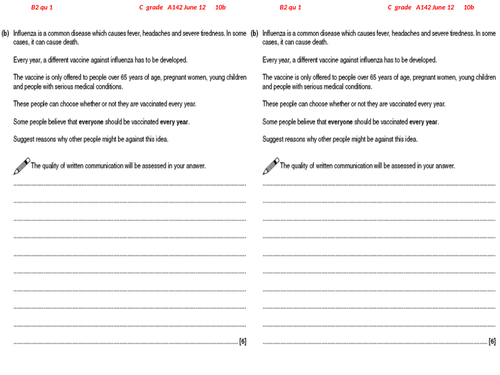 B6 OCR gateway science ( 9-1)  resources on the immune system and vaccinations/ immunisations