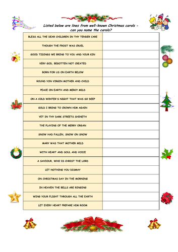 CHRISTMAS CAROLS QUIZ