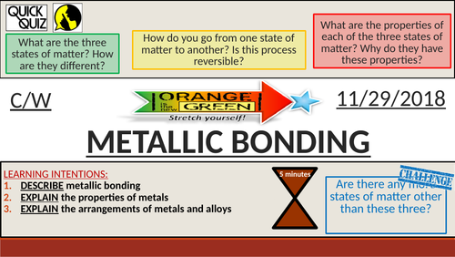 KS4 New GCSE (9-1) - Metallic Bonding + Giant Structures (AQA C3.9-3.10 Structure and Bonding)