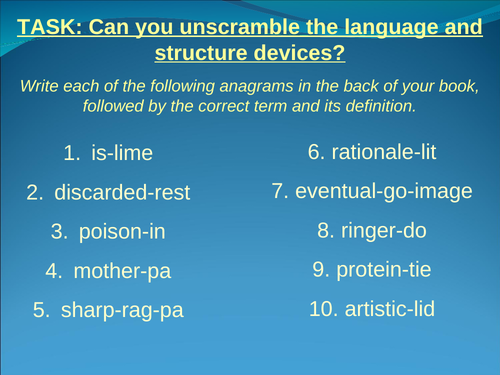 Language and Structure Anagrams