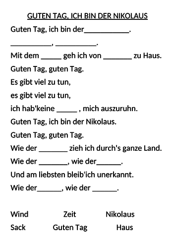 Nikolaus Song Gap Texts