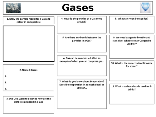 Properties of Gases Worksheet SEN
