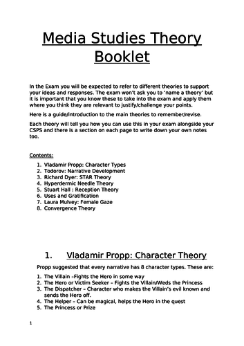 GCSE Media AQA Theory Booklet - Revision