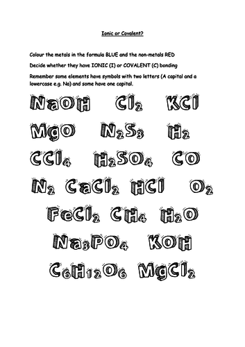 Ionic or covalent bond colouring