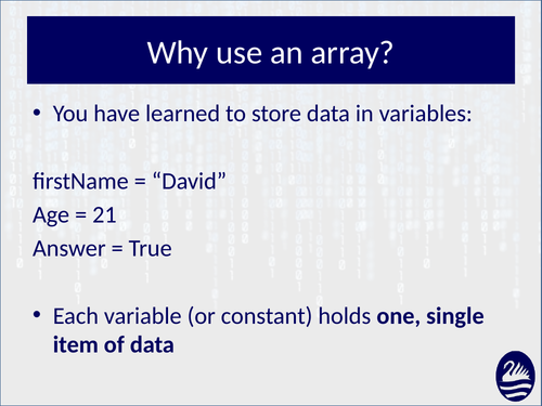 J276 Computer Science 1D and 2D arrays and writing to file