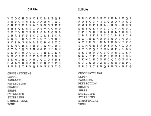 Still Life word search