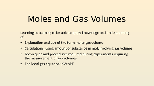 Moles and Gas Volumes