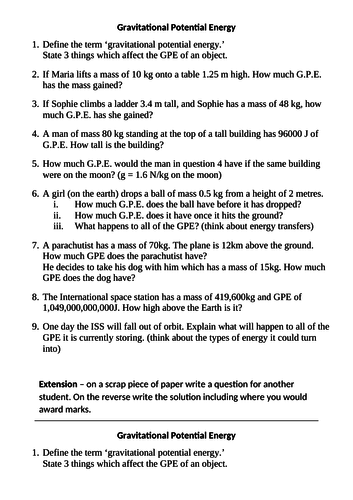 Gravitational Potential Energy