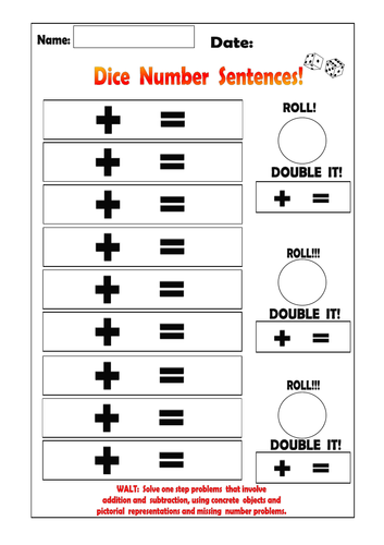 Domino and Dice Activities for EYFS or Y1 Aut/Lower Ab