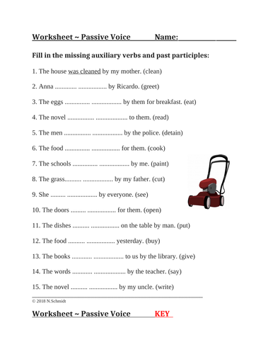 Passive Voice Worksheet in English: ELA / ESL / EFL