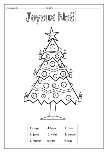 FRENCH - CHRISTMAS - NOËL - Colour by numbers - Worksheets