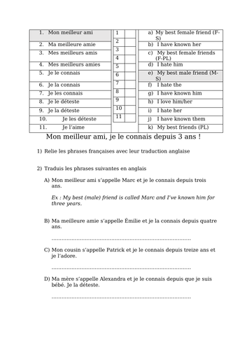 KS3 - French - Allez 1 2.4 les copains d'abord   (reading - direct object - opinions - adjectives)