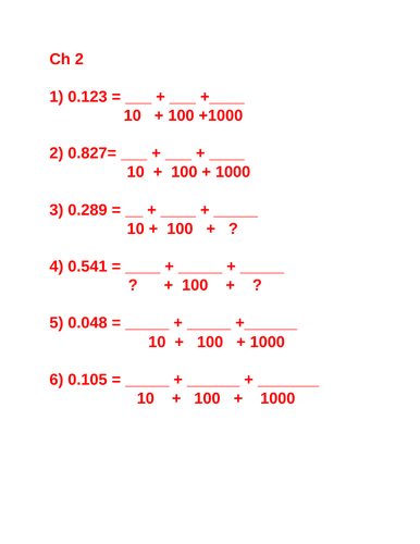Maths  - Recognise and use thousandths