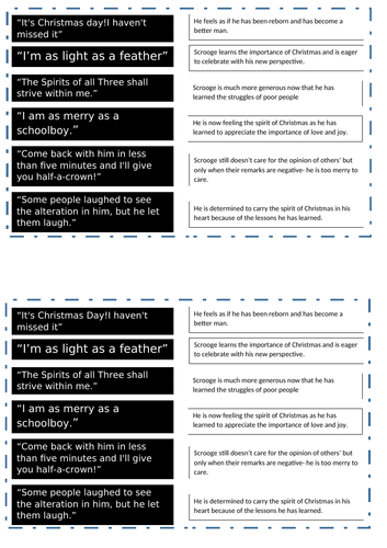 A Christmas Carol- Stave 5 Quotation Mix and Match