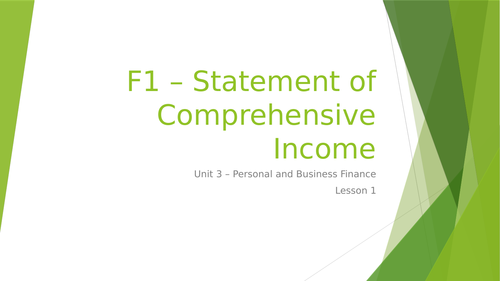 L3 BTEC Business (2016 Spec) Unit 3 Exam - Statement of Comprehensive Income