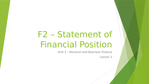 L3 BTEC Business (2016 Spec) Unit 3 Exam - Statement of Financial Position