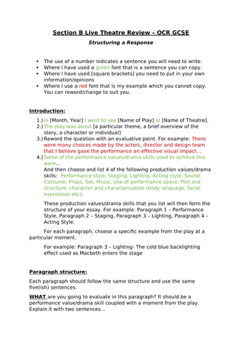 How to write a gcse drama theatre review picture
