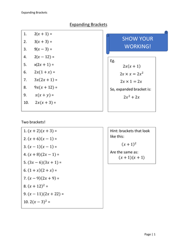 Mathematics - Expanding Brackets