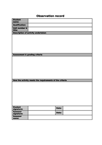 Observation Record Template