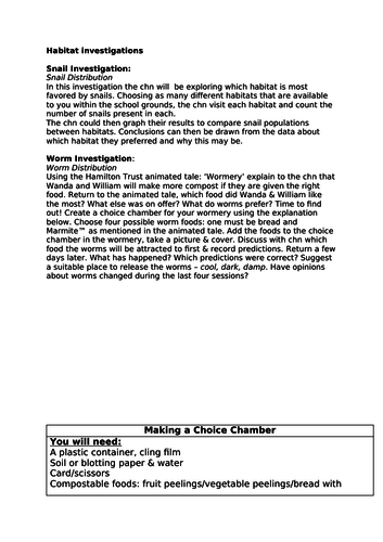 Science - Living things and their habitats - unit of work Year 3 and 4