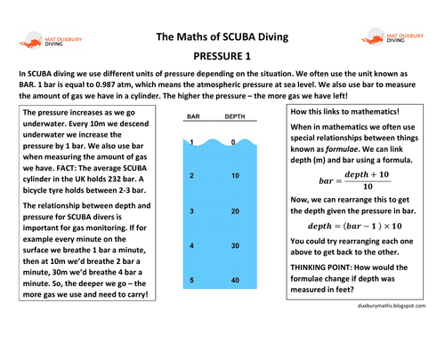 Maths of SCUBA Diving - Pressure 1