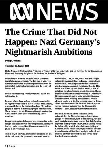 Ezine article - The Crime that did not happen: Nazi Germany's nightmarish ambitions