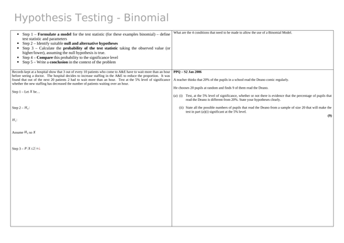 Binomial Hypothesis Tests
