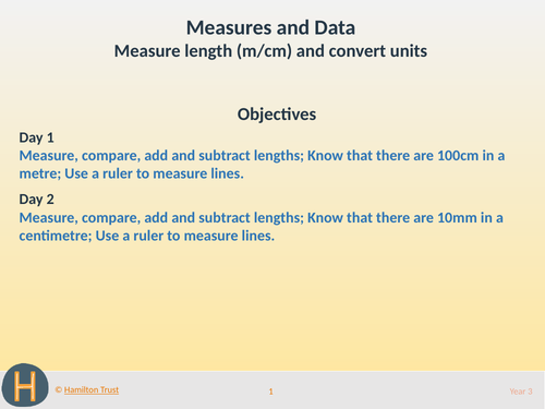 Measure length in cm and m and convert units - Teaching Presentation - Year 3