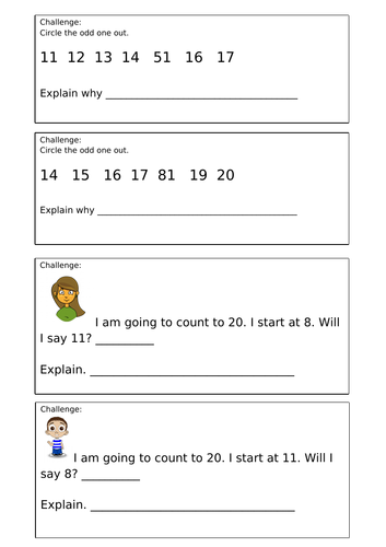 Year 1 Count and write numbers to 20