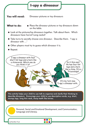 I-spy a dinosaur (English Homework - Early Years)