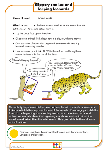 Slippery snakes and leaping leopards (English Homework - Early Years)