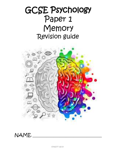 AQA GCSE [9-1] - PSYCHOLOGY PAPER 1 MEMORY REVISION GUIDE